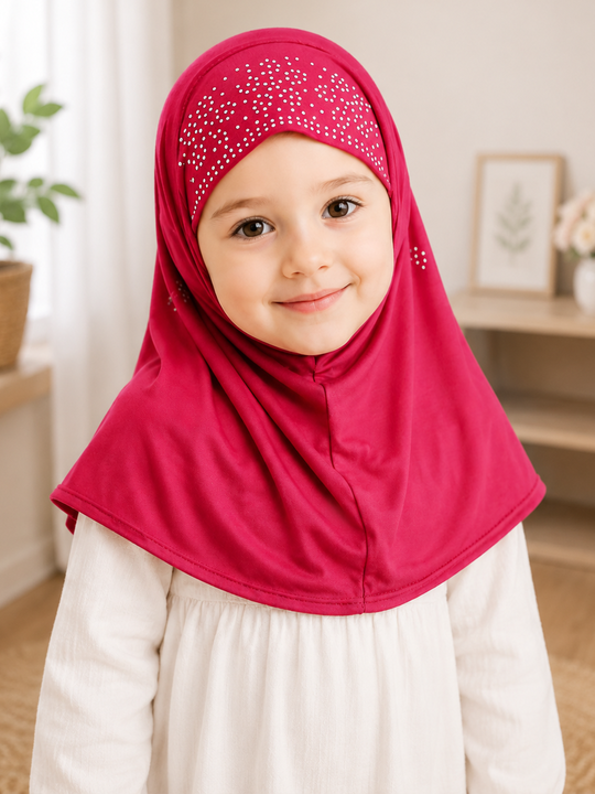 Stones Decorated  Pink Hijab