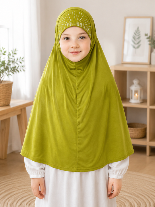 STONED (BEADED) green PRAYER HIJABS