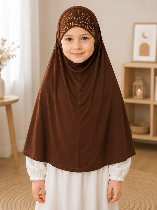 STONED (BEADED) dark brown PRAYER HIJABS