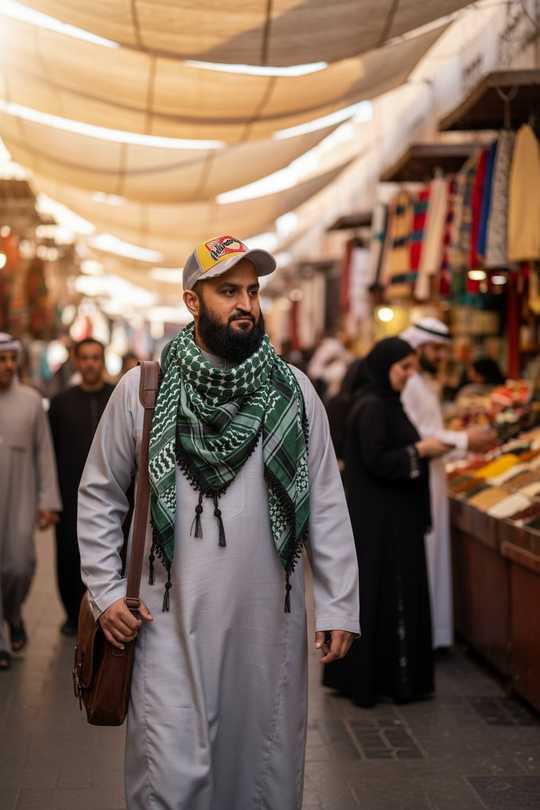 Zuhd Keffiyeh – Green, White & Black Pattern