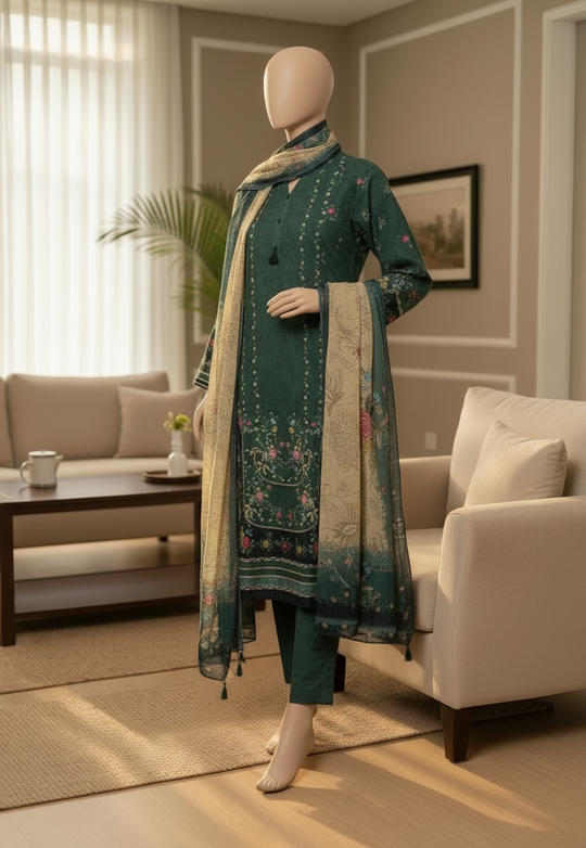 Emerald Bloom Kaftaan Lawn Set (Small)