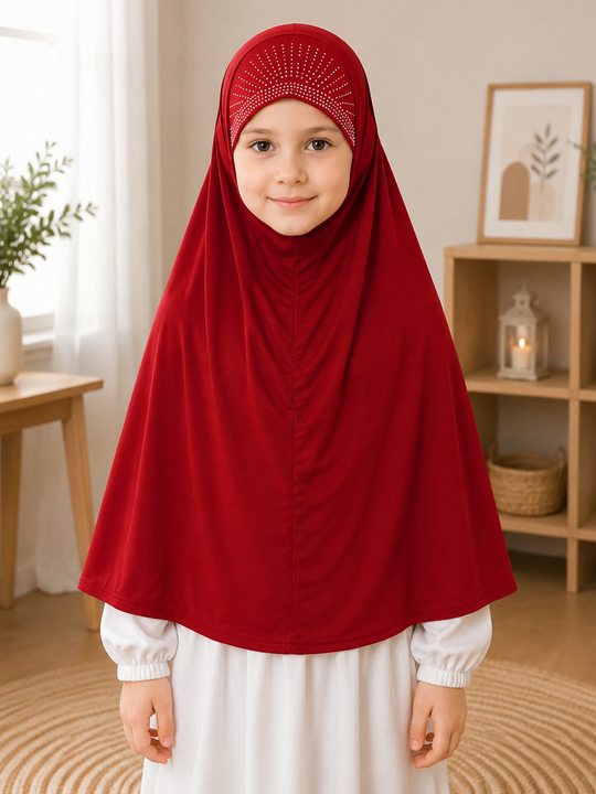 Stoned (Beaded)  red prayer Hijabs