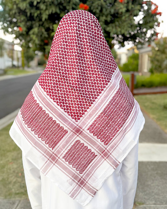 Rich Crimson Red & White Keffiyeh Shemagh