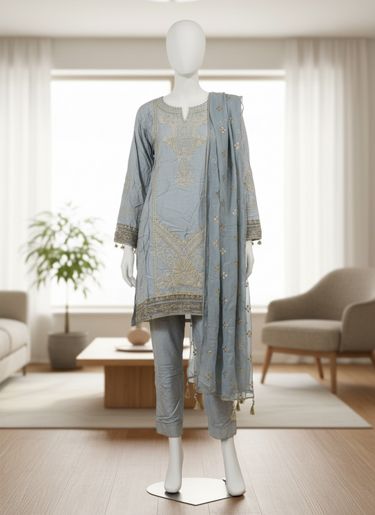 Celestial Mist Embroidered Ensemble (Large)