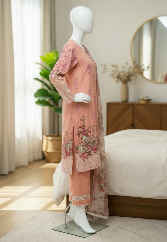 Blush Rose Khaddar Silk Set (Medium)