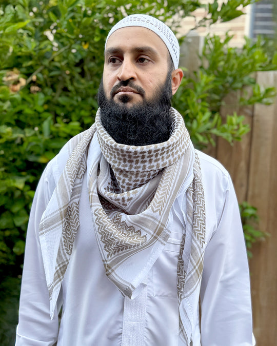 Premium Olive Green & White Keffiyeh Shemagh