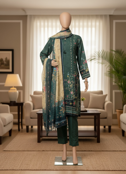 Emerald Bloom Kaftaan Lawn Set (Small)