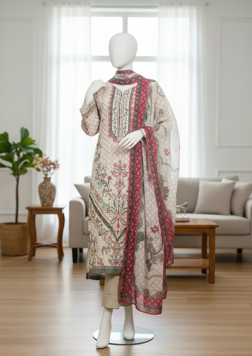 Rose Garden Kaftaan Printed Lawn Set (Large)
