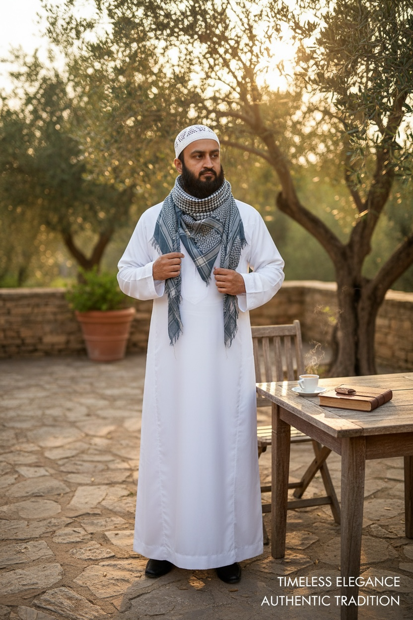 The Teal Warrior Shemagh – Classic Palestine Weave