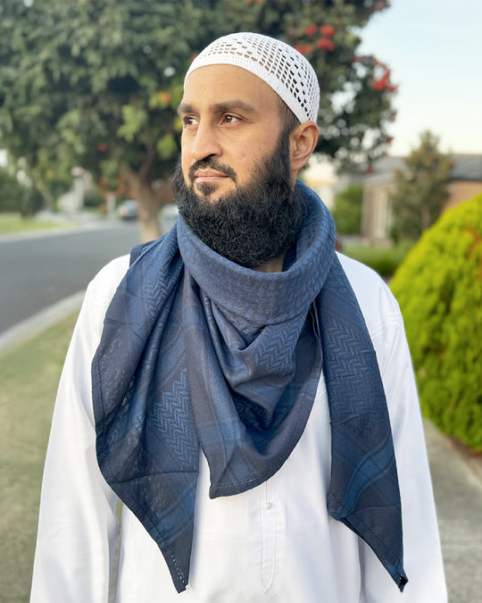 Royal Navy Blue & Blue Keffiyeh Shemagh