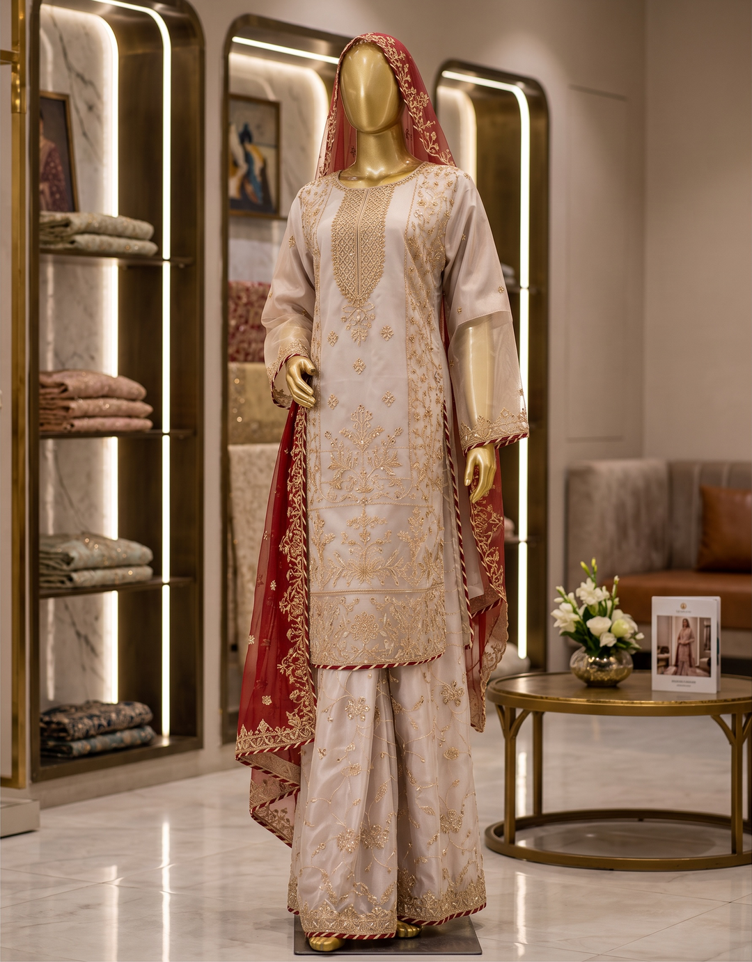 Rose Gold Noor Embroidered Shalwar Kameez