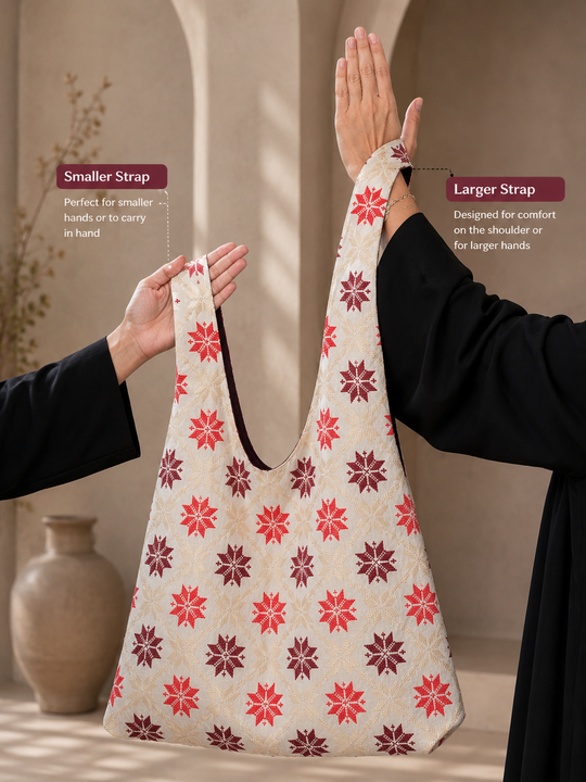 The Heritage Hobo 3 – Handcrafted Palestinian Pattern Bag