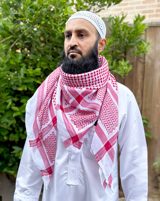 Premium Red & White Keffiyeh Shemagh 2