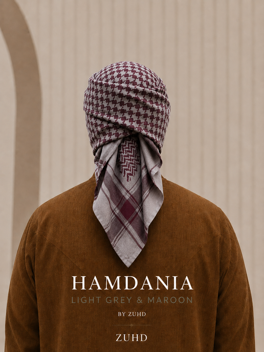 Light Grey & Maroon - Hamdania