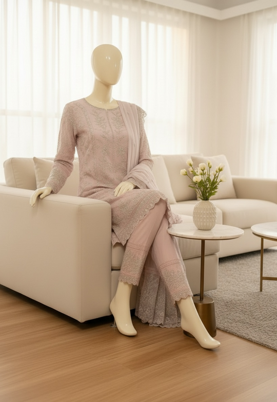 Blush Royale Embroidered Lawn Ensemble (Large)