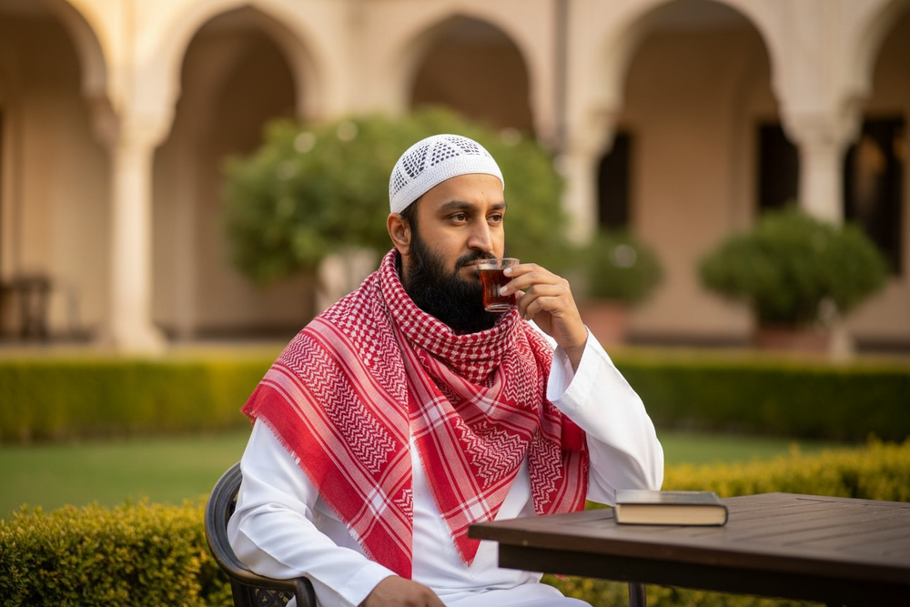 The Red Guardian Shemagh – Classic Arab Pattern