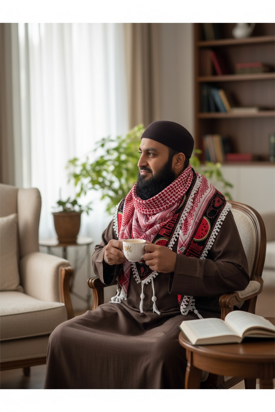 Palestine Keffiyeh Red & White: Watermelon Edition
