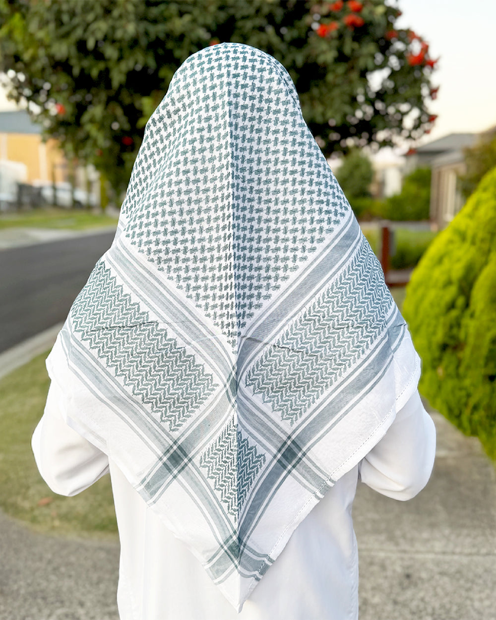 Teal & White Keffiyeh Shemagh