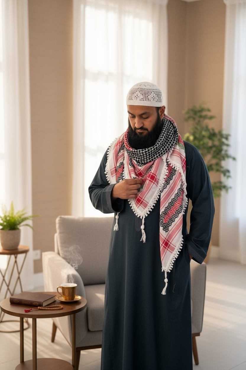 Palestine Flag Keffiyeh White Tassels Heritage