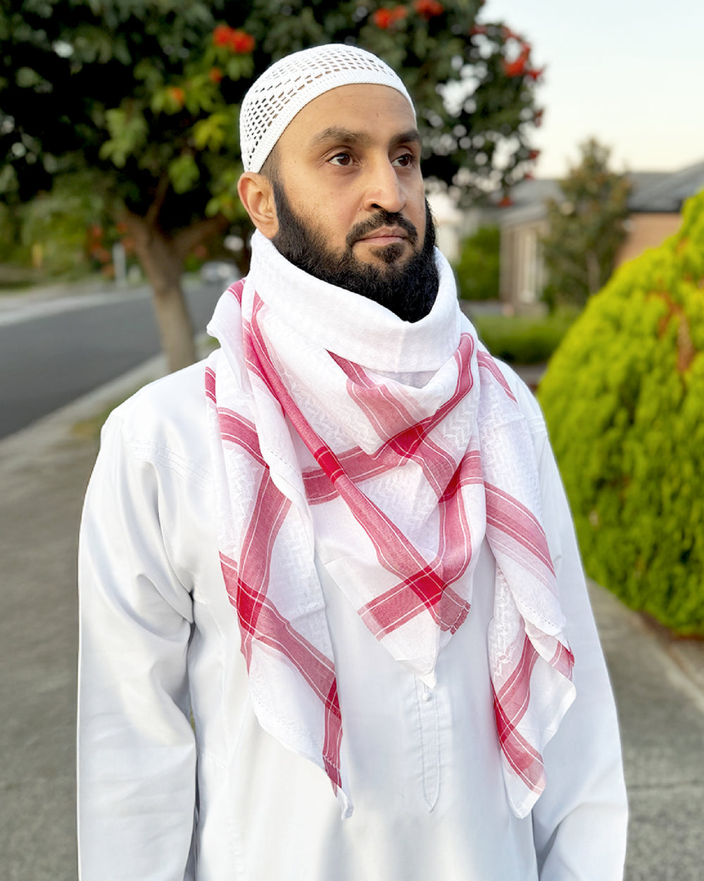 White & Red Stripes Shemagh