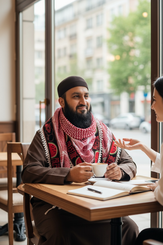 Palestine Keffiyeh Red & White: Watermelon Edition