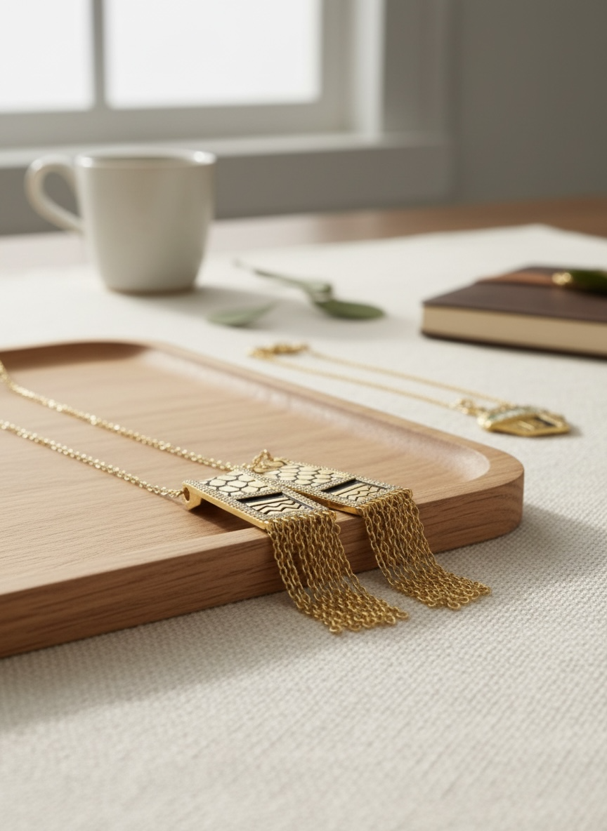 L'élégance réinventée : collier keffieh doré avec cristaux cloutés 