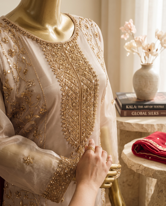 Rose Gold Noor Embroidered Shalwar Kameez