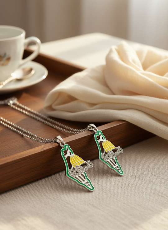 Noor Al-Aqsa Necklace – Silver Heritage Edition (Stainless Steel)