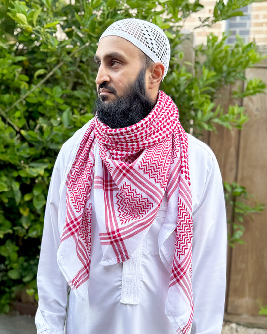 Premium Red & White Keffiyeh Shemagh 1