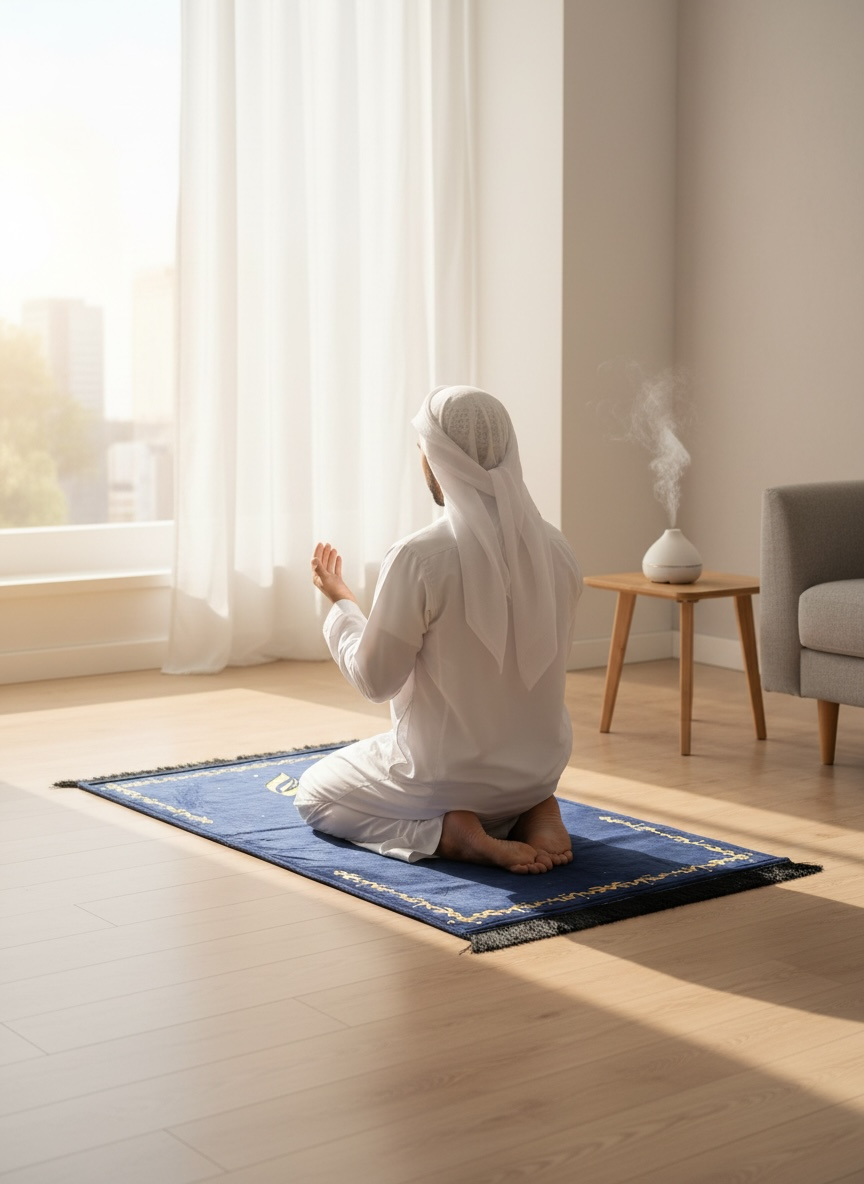Rumi Prayer Mat - Navy Blue