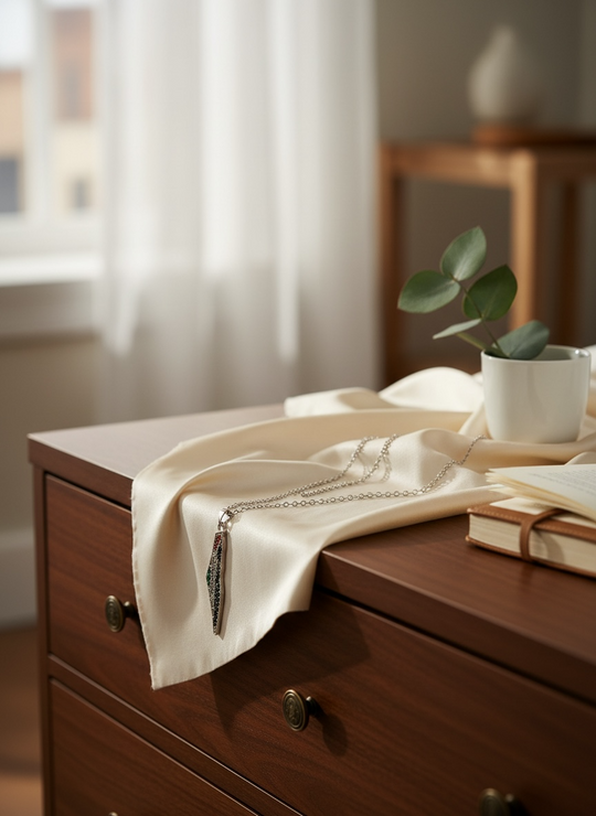 Couleurs de l'unité : Collier en argent avec carte de la Palestine et cristaux de couleur drapeau 