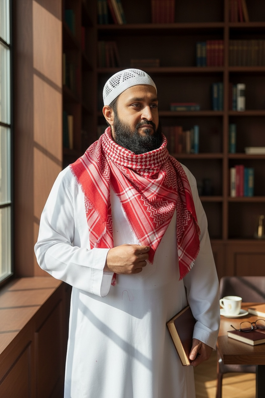 The Red Guardian Shemagh – Classic Arab Pattern