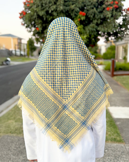 Yellow & Navy Blue Keffiyeh Shemagh