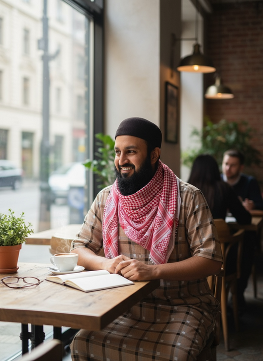 The Palestine Vibrant Red & White Keffiyeh with Light Tassels – Elegance Meets Heritage