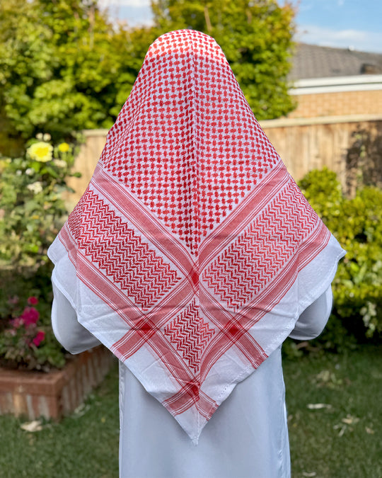 Vibrant Red & White Keffiyeh Shemagh