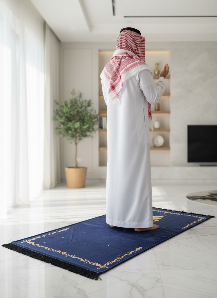 Rumi Prayer Mat - Navy Blue