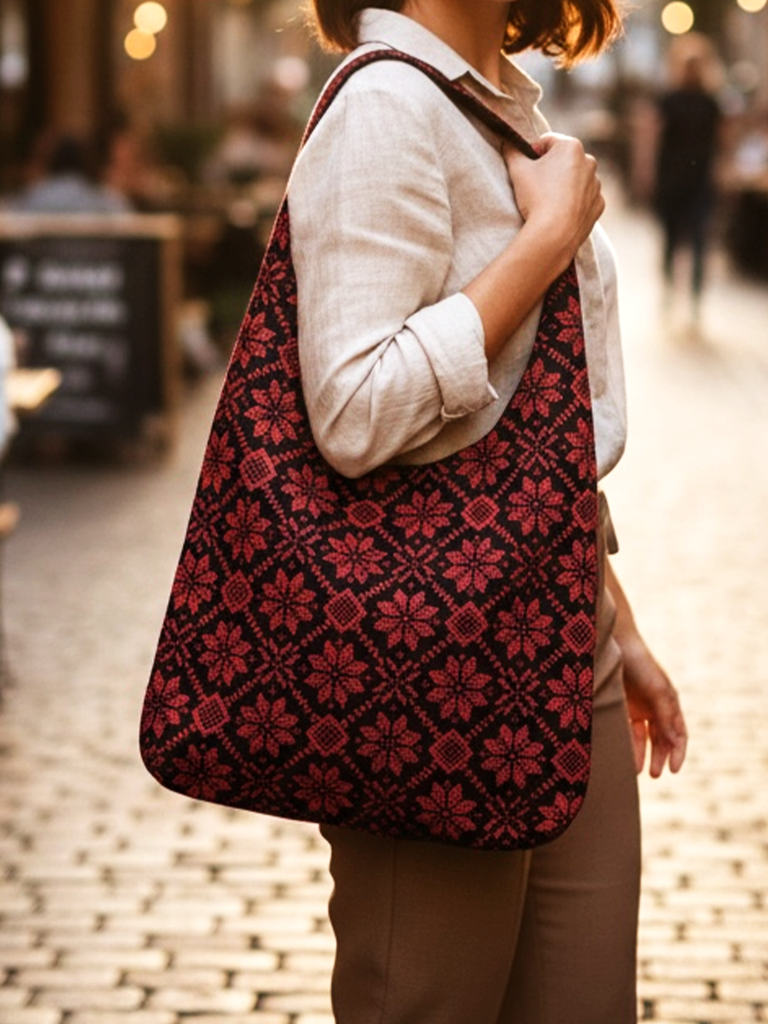 The Heritage Hobo – Handcrafted Palestinian Pattern Bag