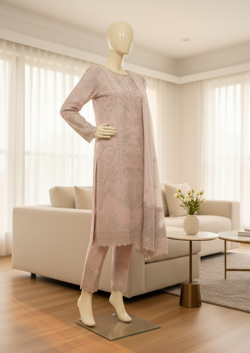 Blush Royale Embroidered Lawn Ensemble (Large)