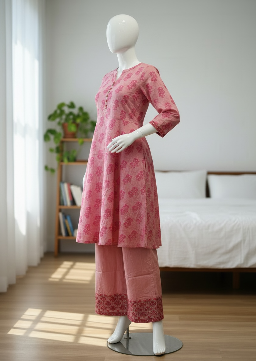 Blush Petal Lawn Co-Ord Set (Extra Small)