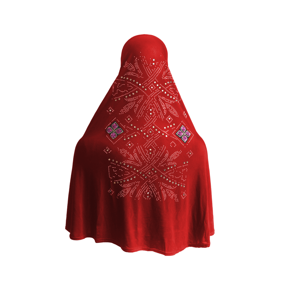 Hijabs de prière rouge lapidés (perlés)