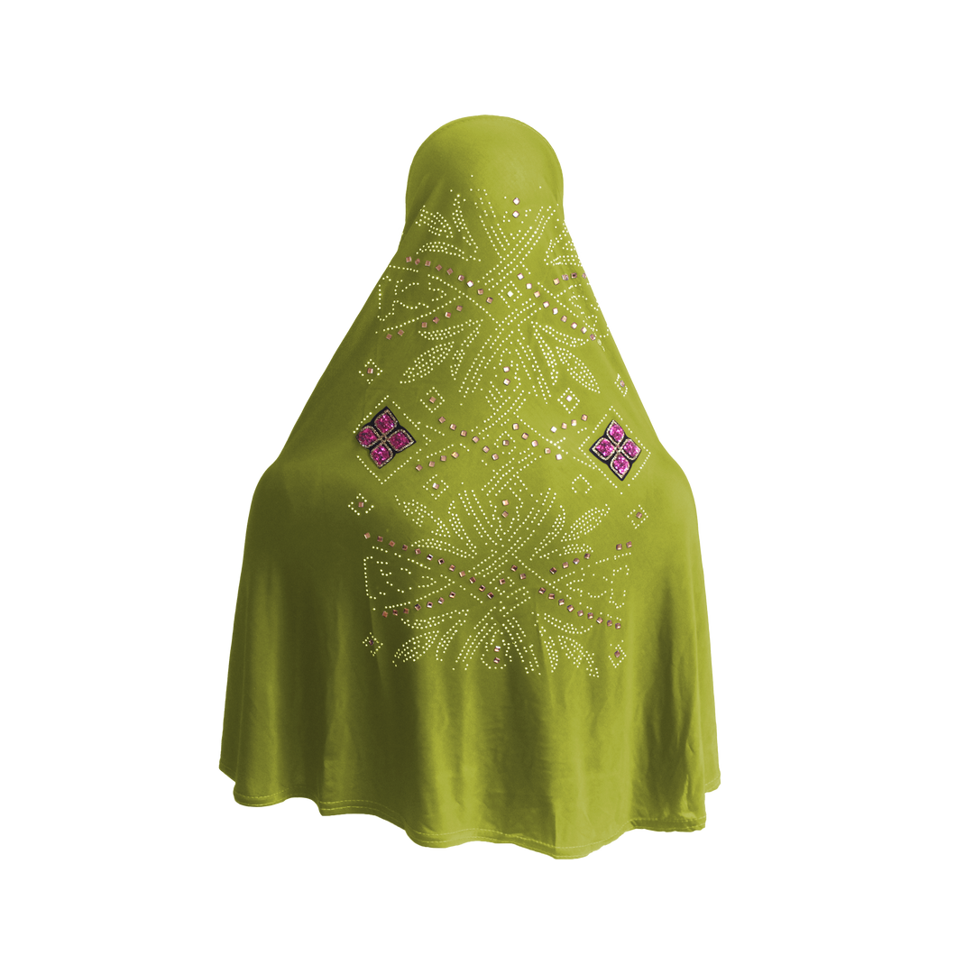 STONED (BEADED) green PRAYER HIJABS