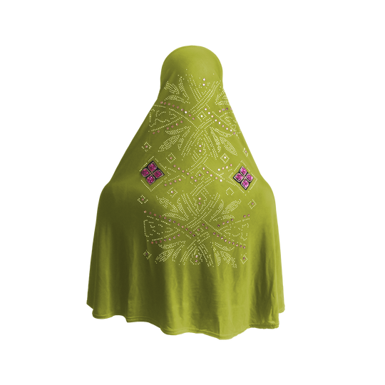 STONED (BEADED) green PRAYER HIJABS