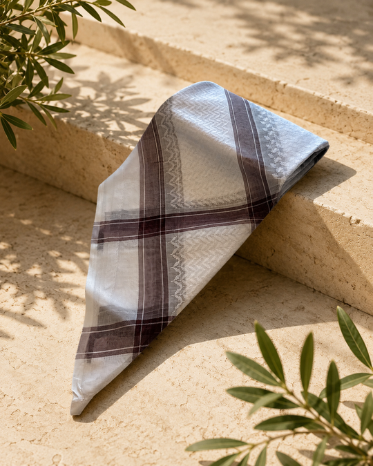 White & Maroon Keffiyeh Shemagh