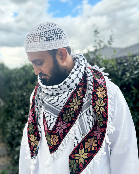 Zuhd Artisan Heritage Keffiyeh – Black & White Edition