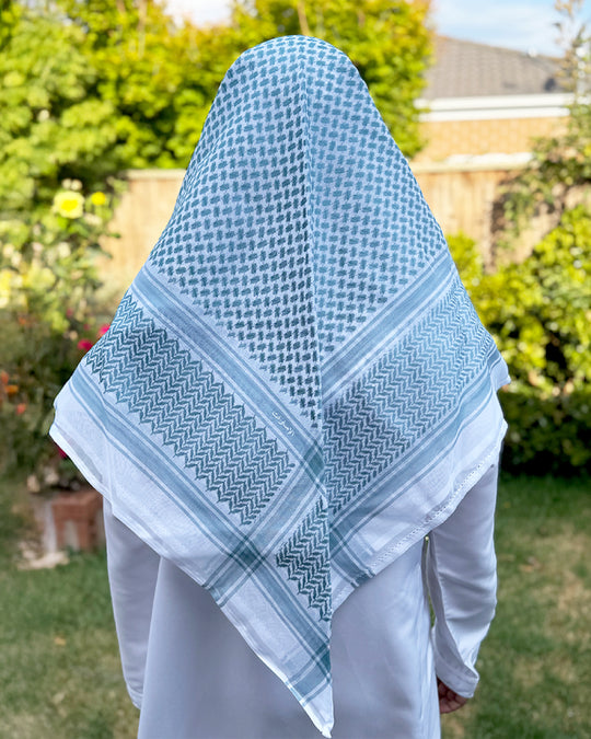 Premium Teal & White Keffiyeh Shemagh