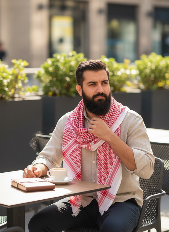 The Palestine Red & White Keffiyeh with Light Tassels – Elegance Meets Heritage