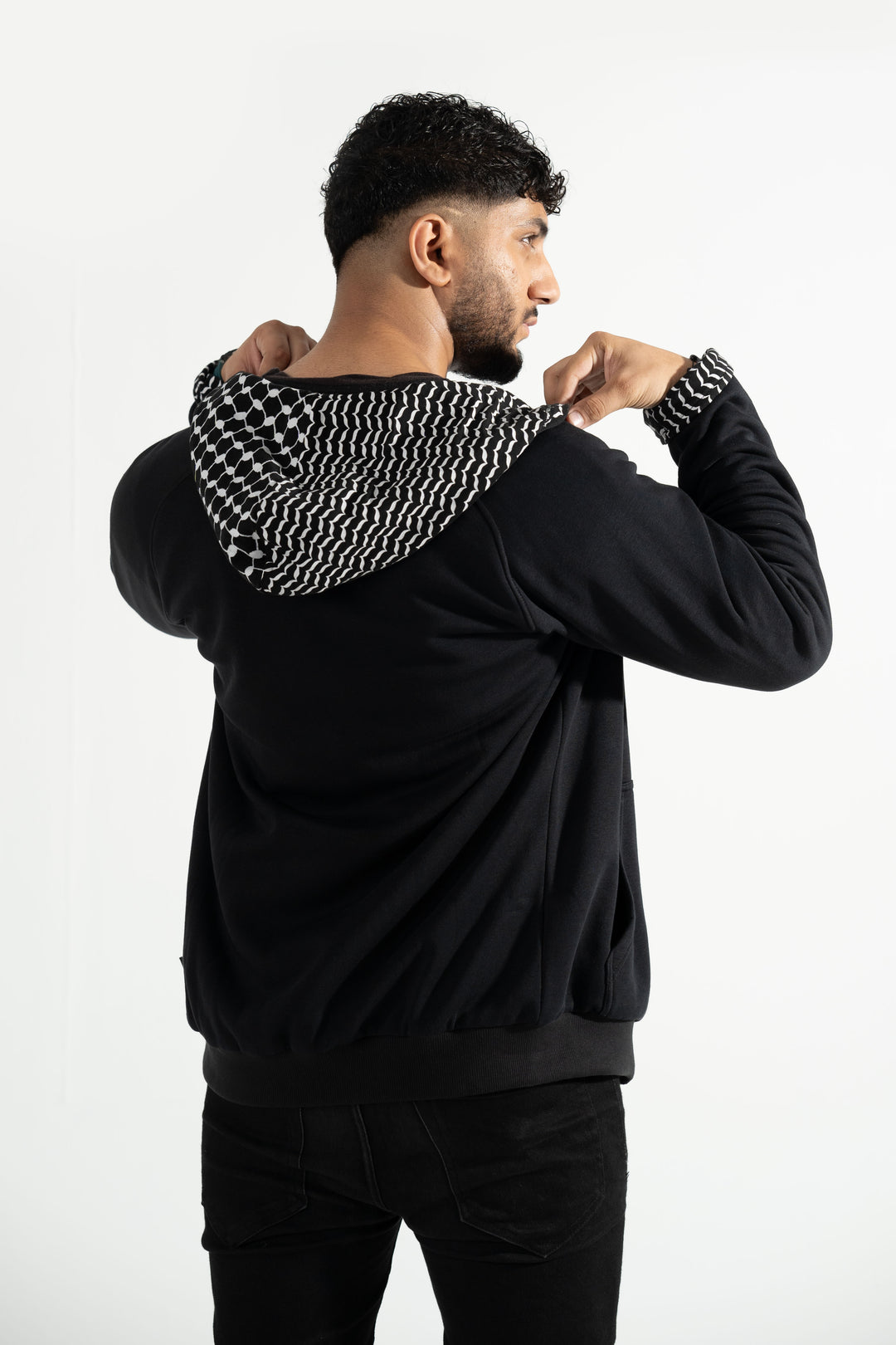 Embody Palestine - Foldable Keffiyeh Black Hoodie