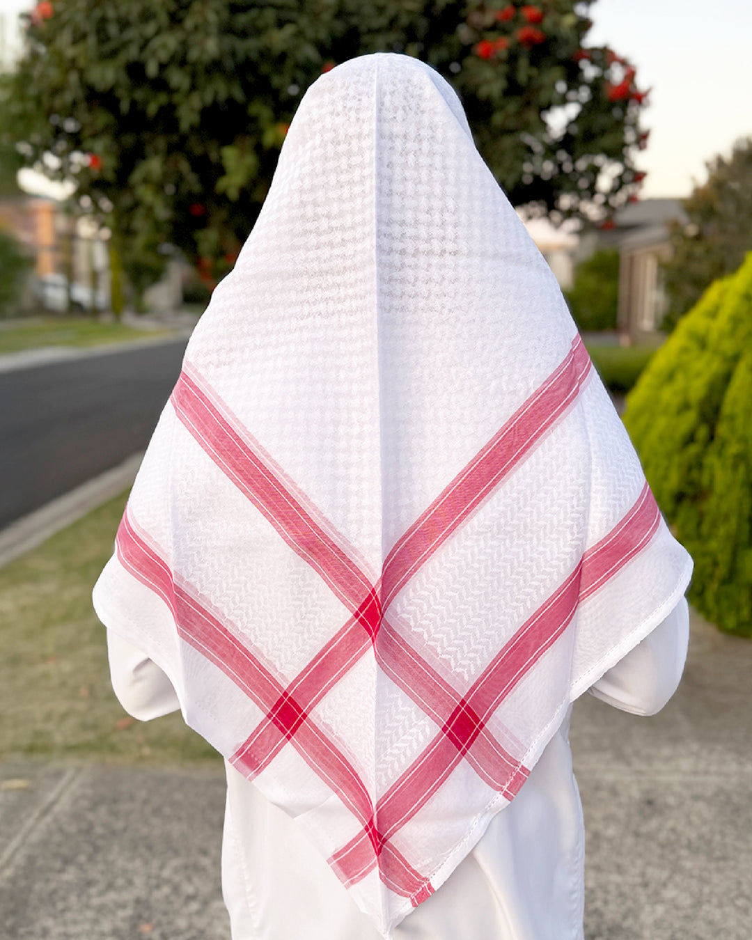 White & Red Stripes Keffiyeh Shemagh