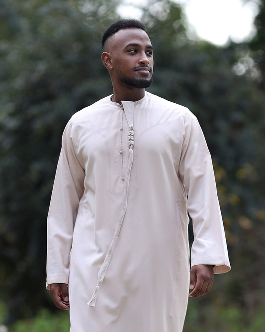 Emirati Majesty Men's Thobe - Y Embroidered Chest (Summers)