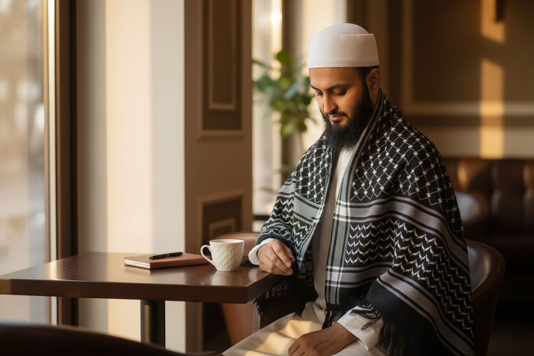 The Midnight Legacy Keffiyeh Shawl – Black Edition